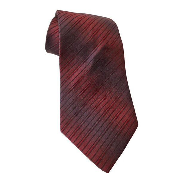 Paul Dione Y2K Bold Burgundy Angled Stripe Tie 4x61 Formal Suit Tie - Picture 2 of 7